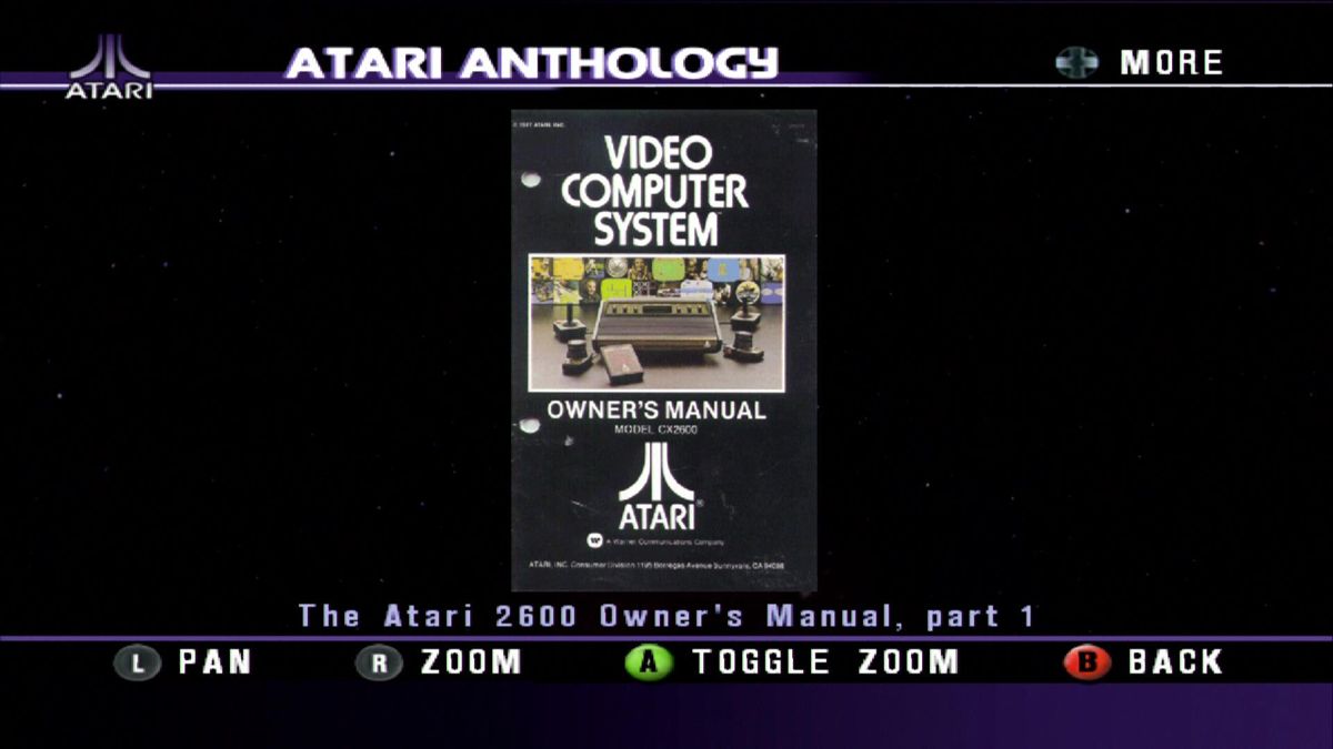 Atari: 80 Classic Games in One! (Xbox) screenshot: Even the manual for the 2600 has been scanned