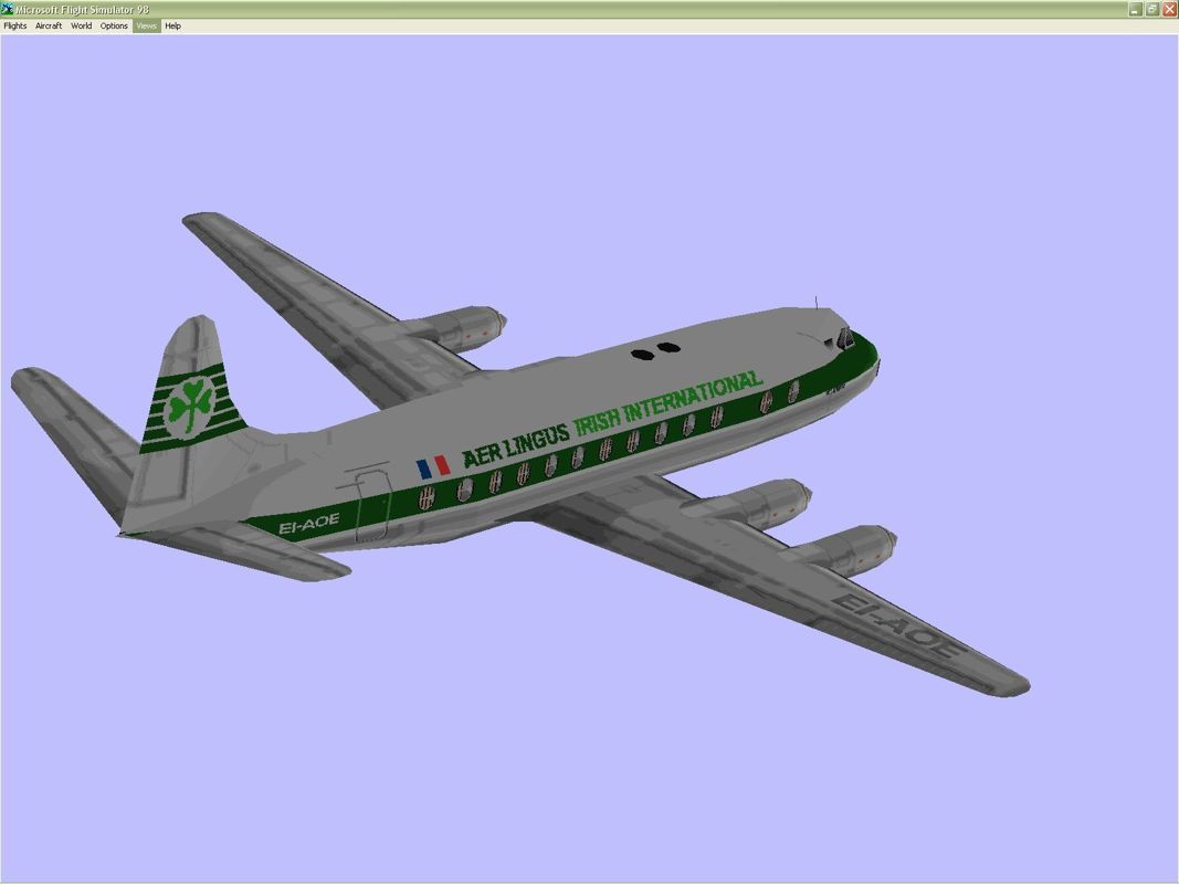 VIP Classic Airliners 2000 (Windows) screenshot: There are many variants of the Vickers Viscount. This is the Viscount V.803 in Aer Lingus livery. Microsoft Flight Simulator 98