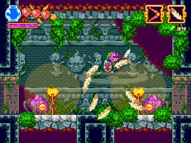 The Legend of Princess (Windows) screenshot: Feathers and double jump