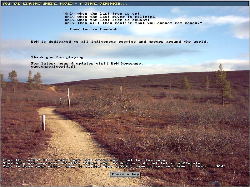 UnReal World (Windows) screenshot: Exit screen