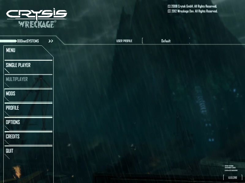 Wreckage (Windows) screenshot: Main menu