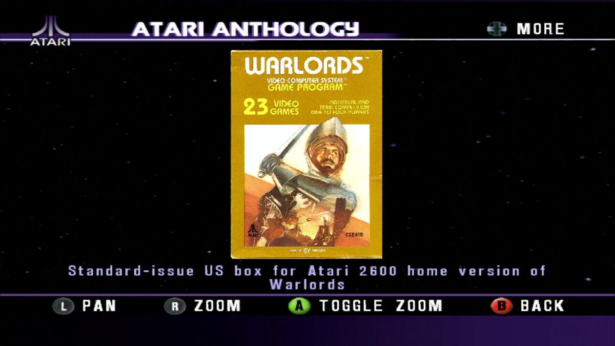 Atari: 80 Classic Games in One! (Xbox) screenshot: Extras contain cover ...