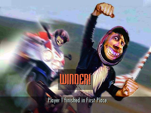 Road Rash (Windows) screenshot: Winner!