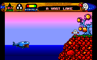 Spellbound Dizzy (Amiga) screenshot: A vast lake.