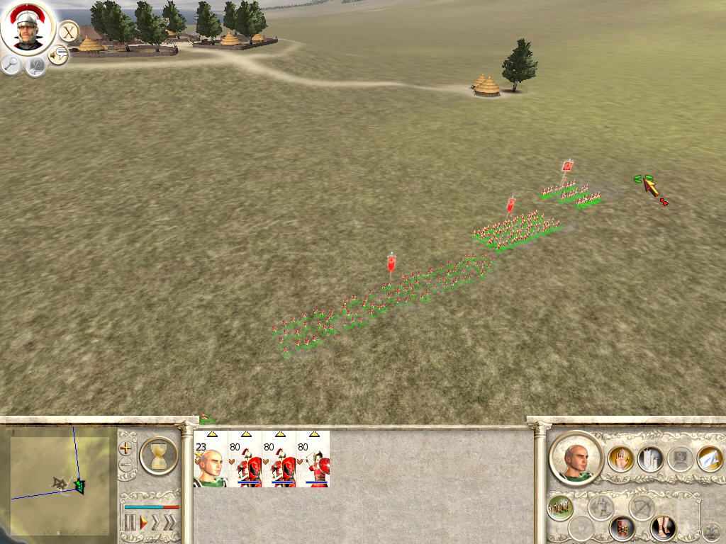 Rome: Total War (Windows) screenshot: Roman's storm on barbarian village