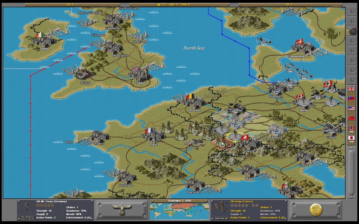 Strategic Command: WWII Global Conflict (Windows) screenshot: Germany against France