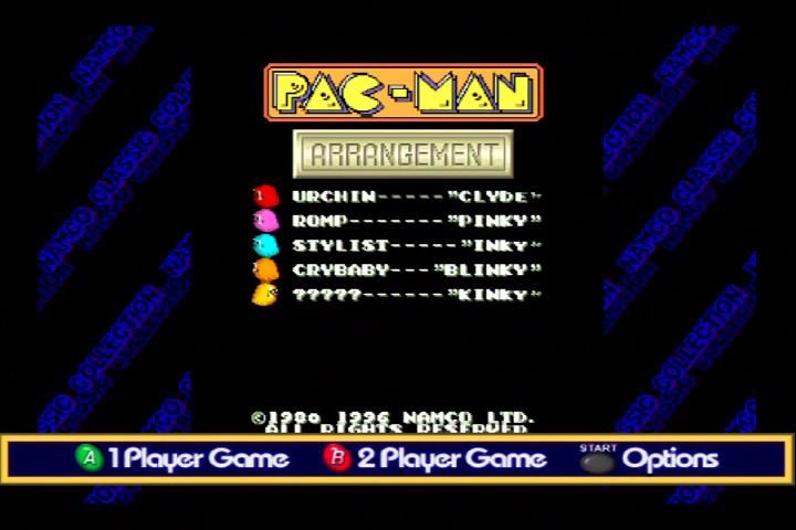 Namco Museum (Xbox) screenshot: Pac-Man Arrangement start screen