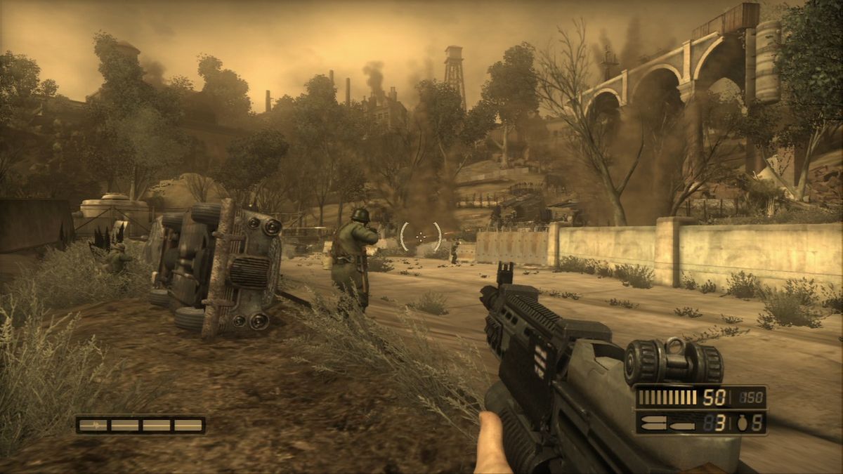 Resistance: Fall of Man (PlayStation 3) screenshot: Assault on the heavily fortified hill held by Chimera.