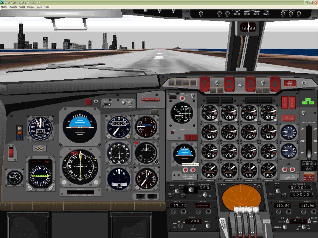 VIP Ultimate Classic Wings: The Collection (Windows) screenshot: This is the instrument panel of the Boeing 720-047B variant. There is also a fuel panel and a light test panel. Flight Simulator 98