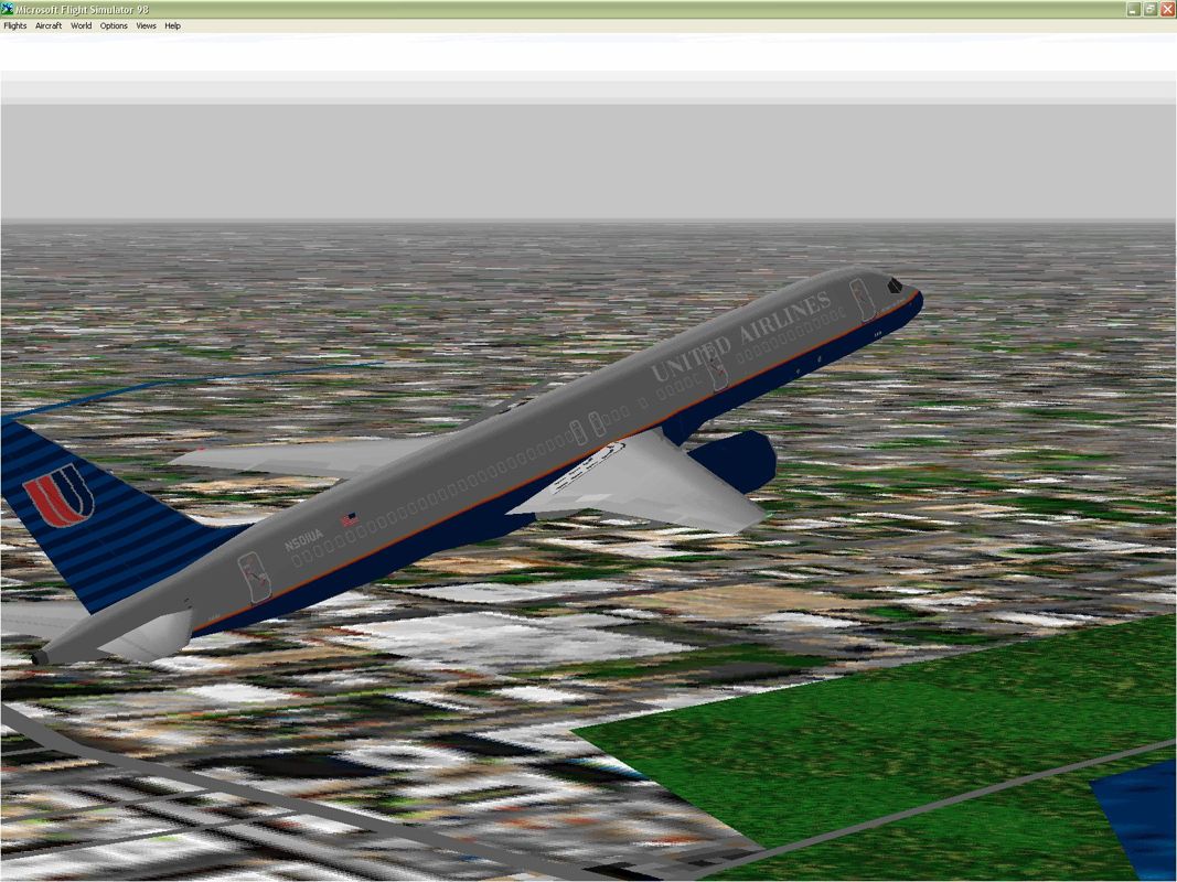 VIP Ultimate Classic Wings: The Collection (Windows) screenshot: The Boeing 757-222 in United Airways livery. This model does not have animated surfaces, i.e. the rudder and flaps don't appear to move.