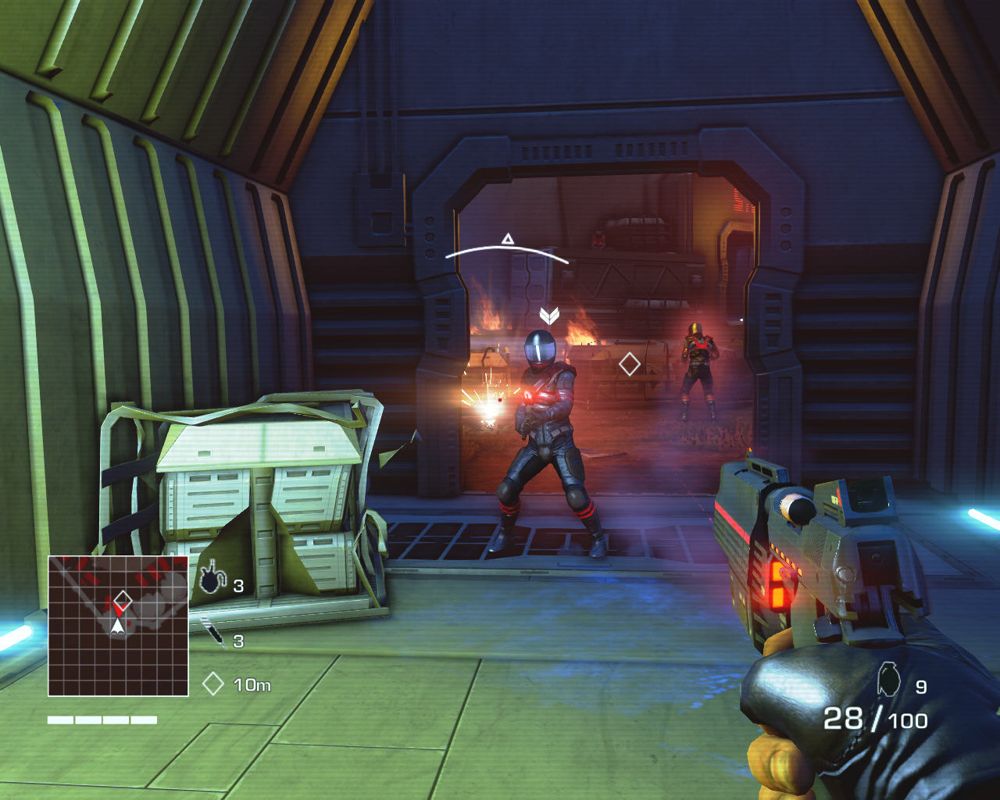 Far Cry 3: Blood Dragon (Windows) screenshot: Laser pistol, close-quarter combat