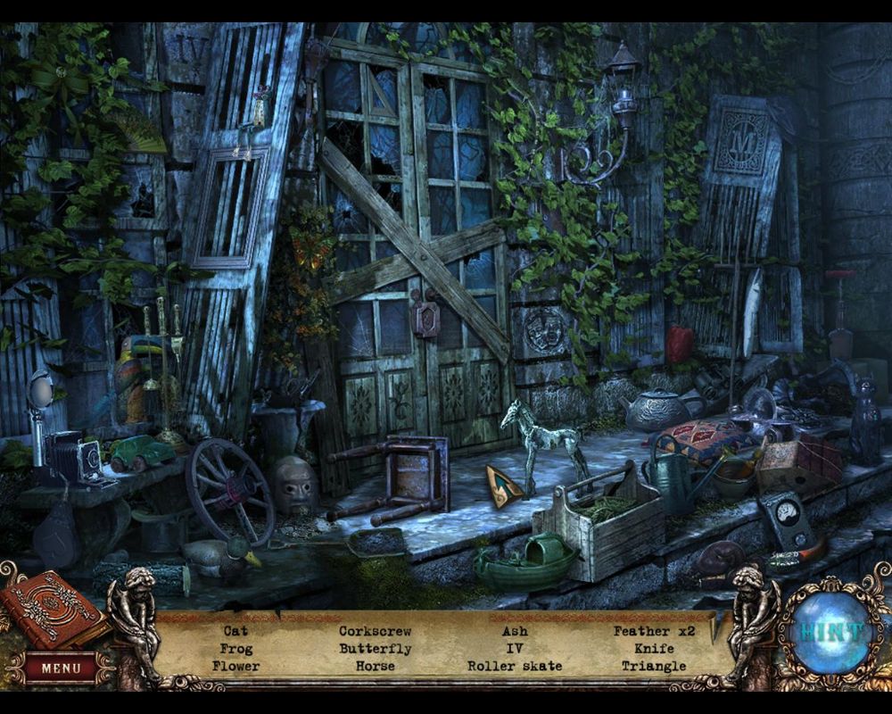 Fear for Sale: Mystery of McInroy Manor (Windows) screenshot: Main entrance - objects
