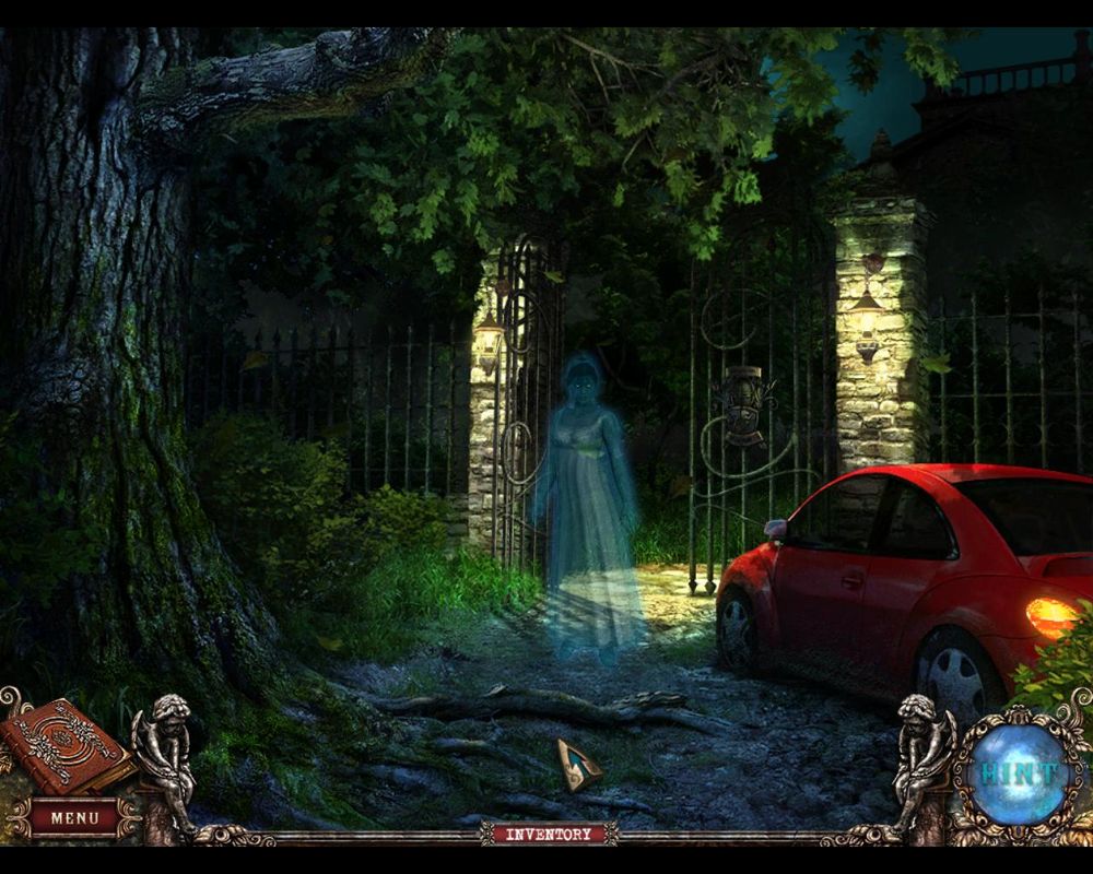 Fear for Sale: Mystery of McInroy Manor (Windows) screenshot: Game start greeted by a ghost