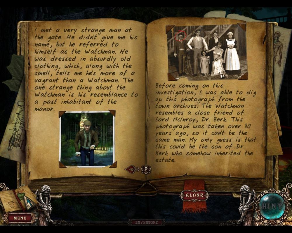 Fear for Sale: Mystery of McInroy Manor (Windows) screenshot: Journal notes