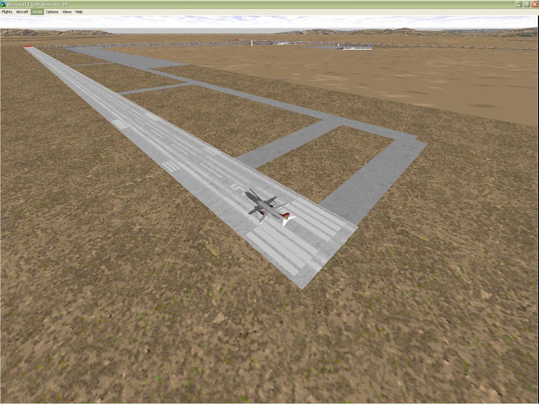 Airline Flights 2 (Windows) screenshot: This is Cairo International airport using the simulator's default scenery Flight Simulator 98