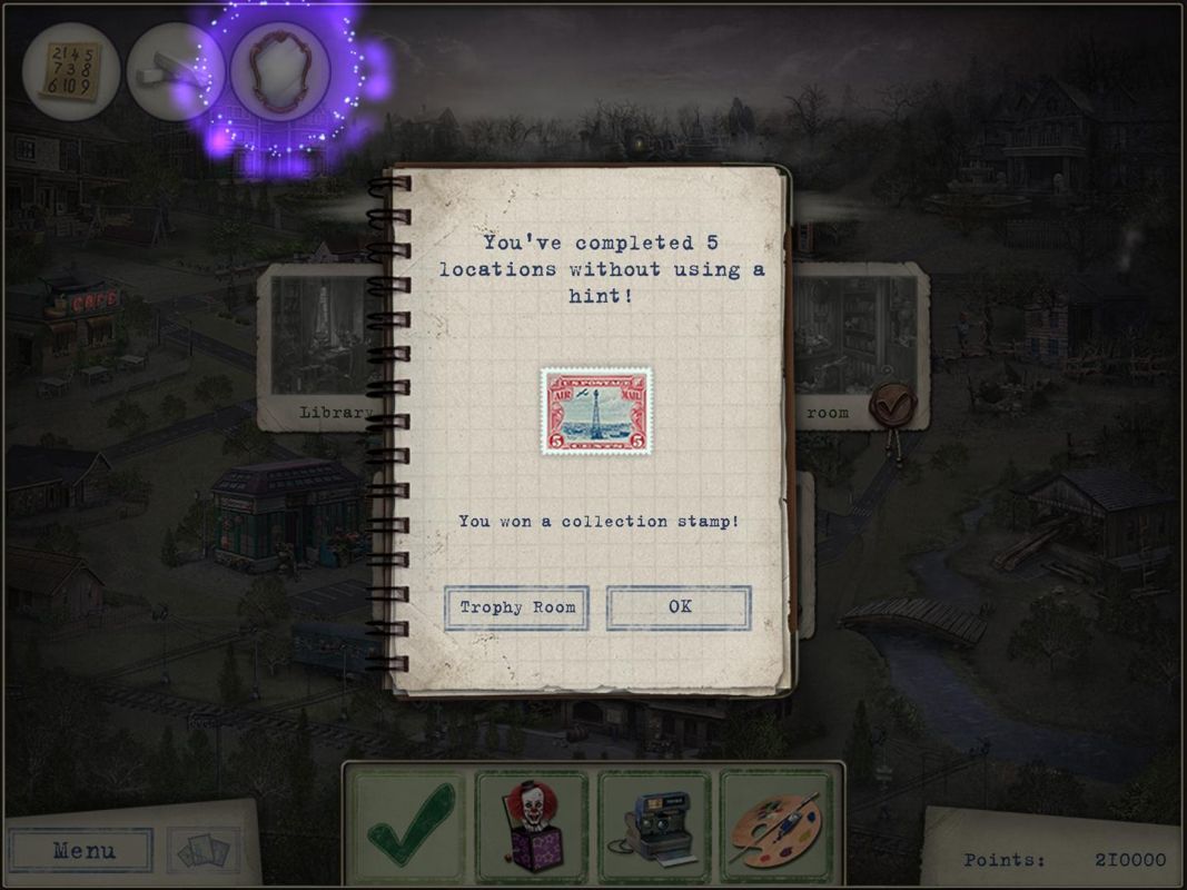 Letters from Nowhere 2 (Windows) screenshot: Bonus collection stamp for using no hints