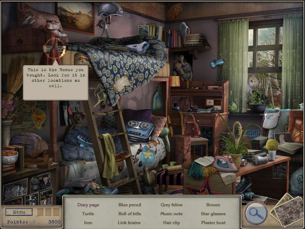 Letters from Nowhere 2 (Windows) screenshot: Dormitory – objects and point purchased search item hot-cold thermometer