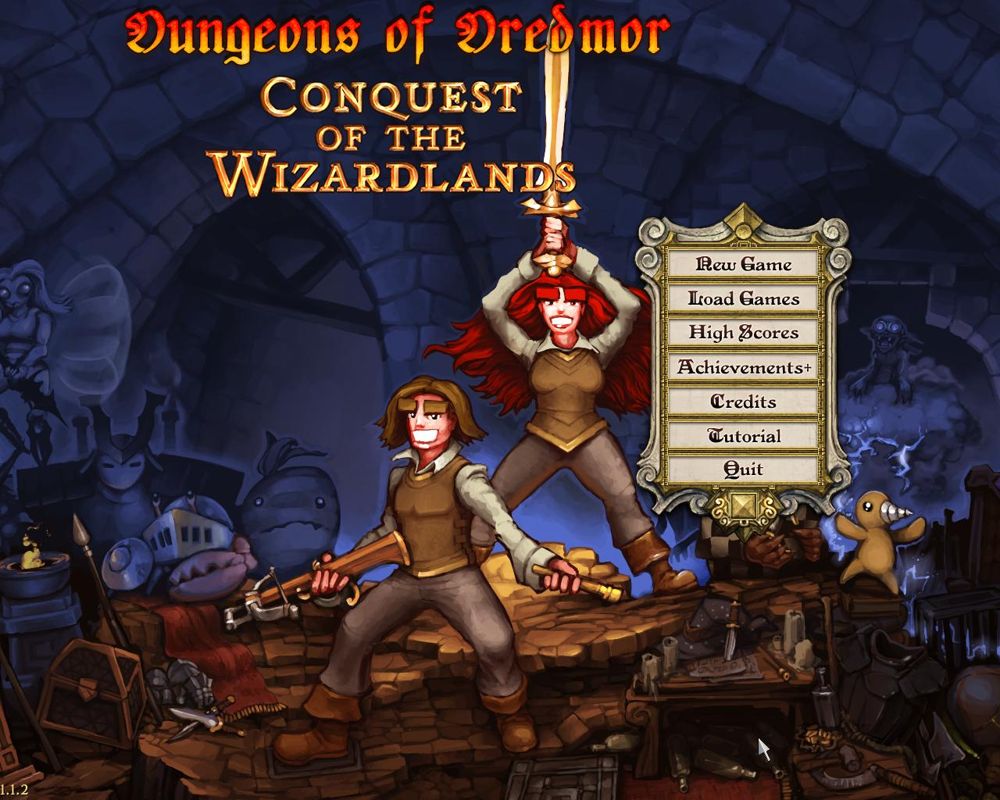 Dungeons of Dredmor: Conquest of the Wizardlands (Windows) screenshot: Main menu.