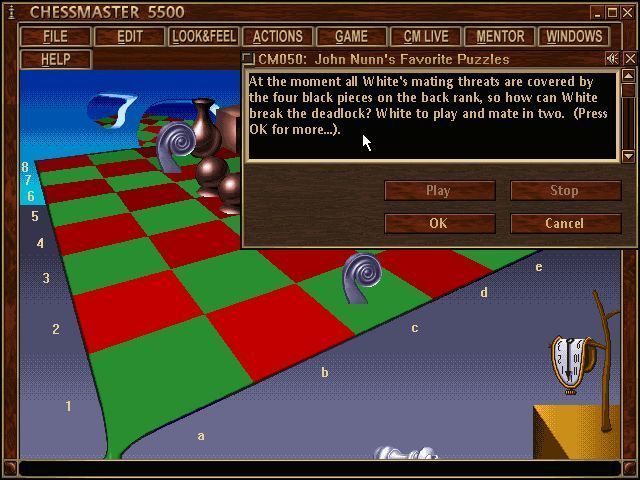 Chessmaster 5500 (Windows) screenshot: There are so many game windows to aid the player that the board can be obscured entirely