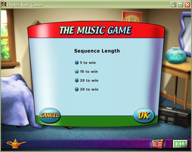 Hoyle Kids Games (Windows) screenshot: The Xylophone in the main menu starts the Music game