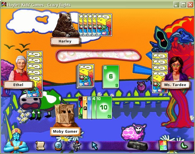 Hoyle Kids Games (Windows) screenshot: This is the game screen for Crazy Eights