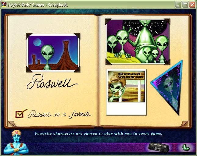 Hoyle Kids Games (Windows) screenshot: It's possible to flag some computer opponents as favourites. These will then play against you more often