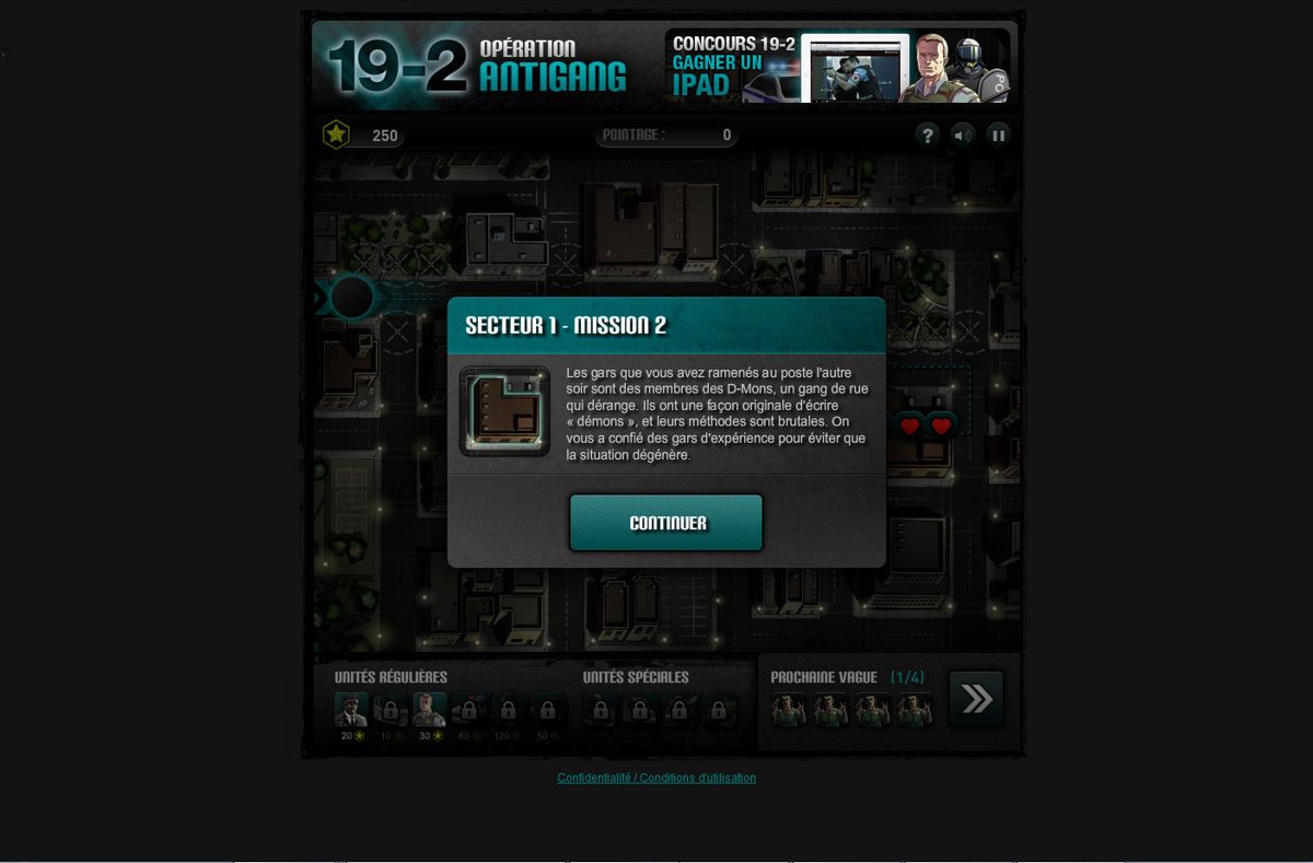 19-2: Opération Antigang (Browser) screenshot: Mission briefing