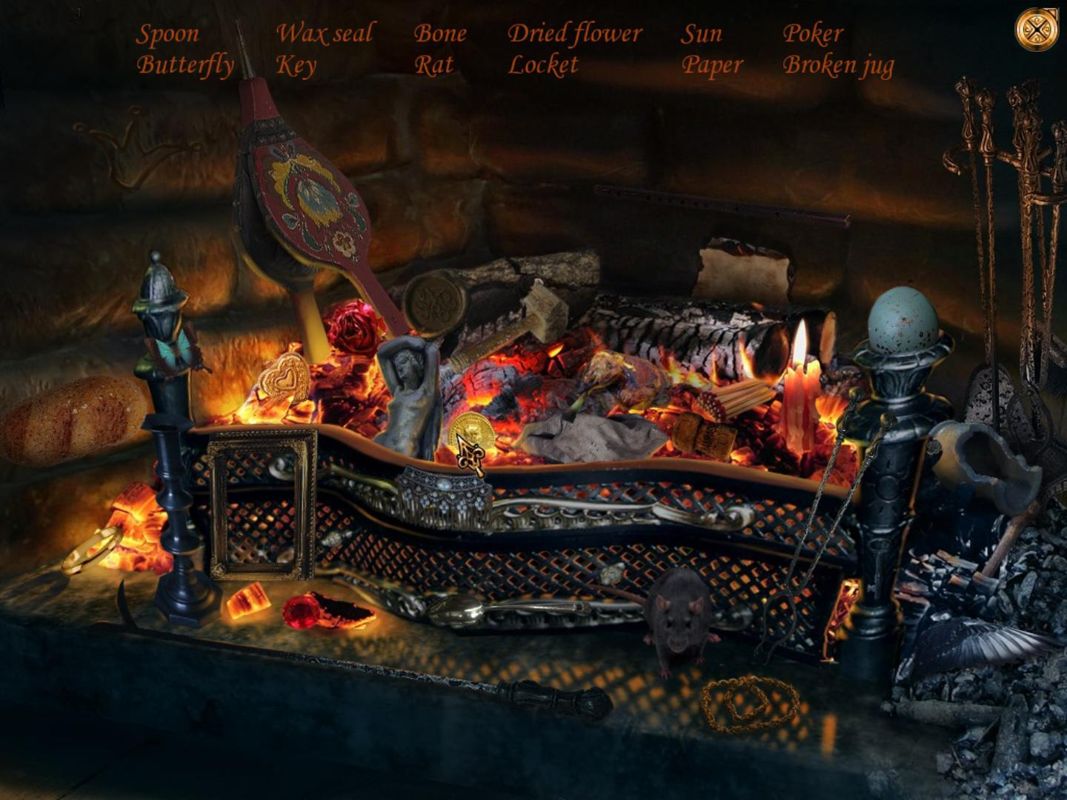 The Stroke of Midnight (Windows) screenshot: Dining Hall Fireplace - objects