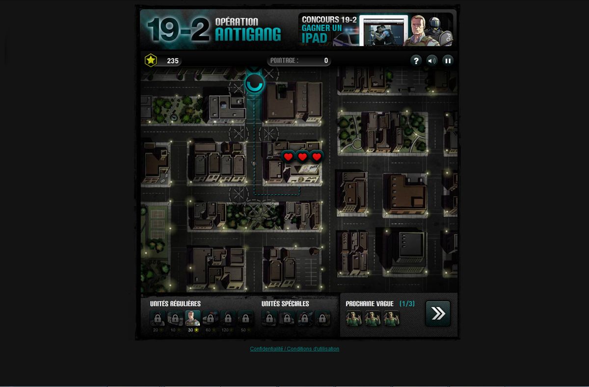 19-2: Opération Antigang (Browser) screenshot: Placing units