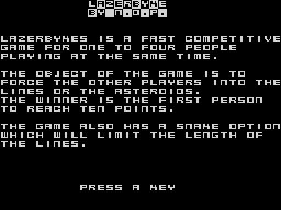 Lazer Bykes (ZX Spectrum) screenshot: Instructions screen