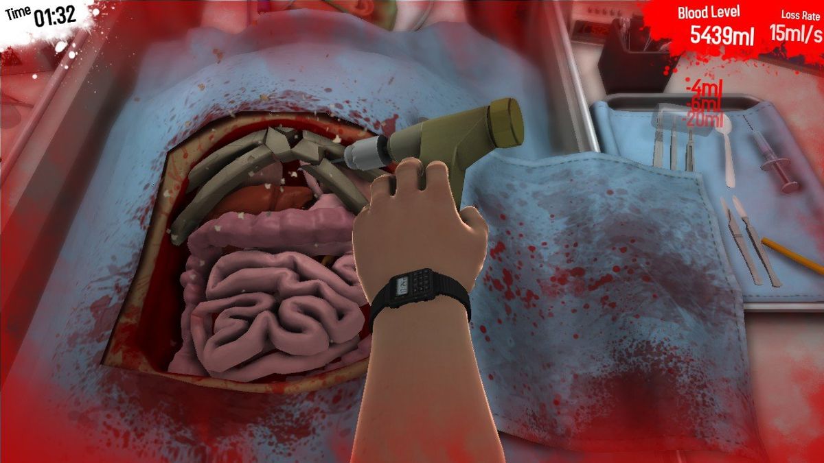 Surgeon Simulator 2013 (Windows) screenshot: Or will I make more headway with an electric appliance?