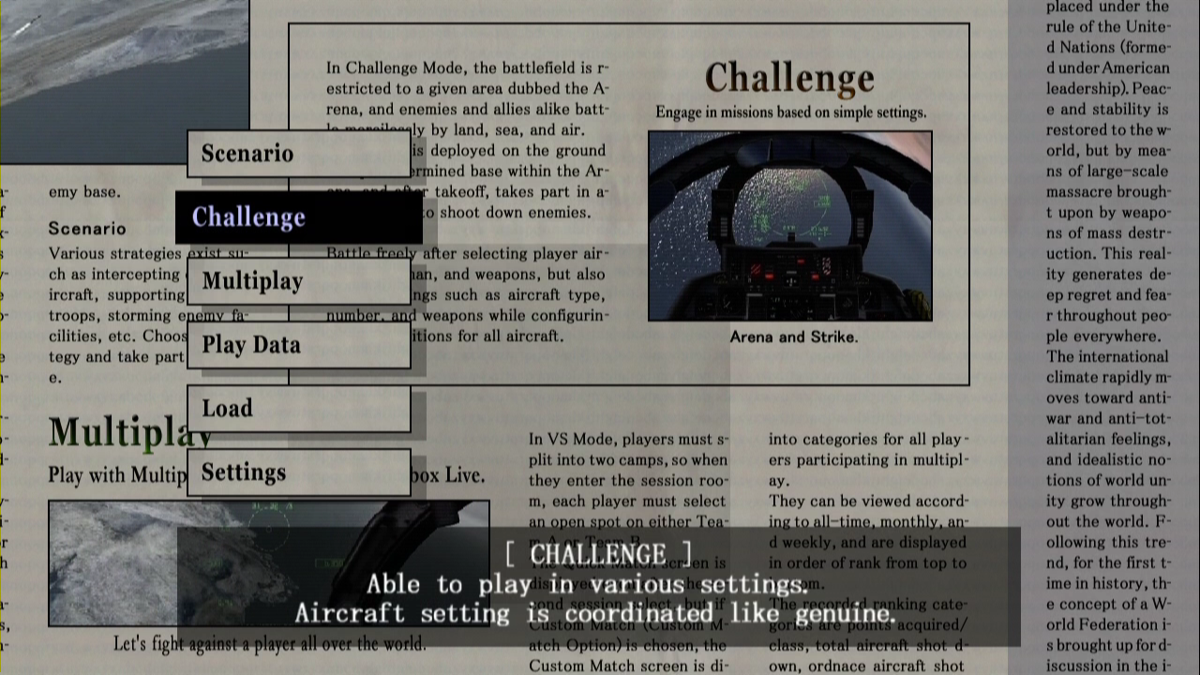 Over G Fighters (Xbox 360) screenshot: Main menu