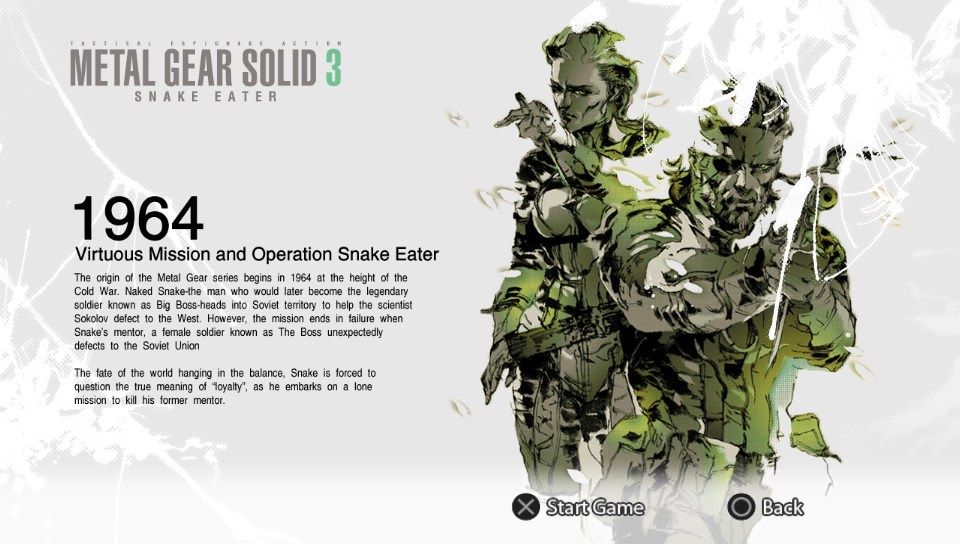 Metal Gear Solid: HD Edition (PS Vita) screenshot: Game info before selection is finalized.