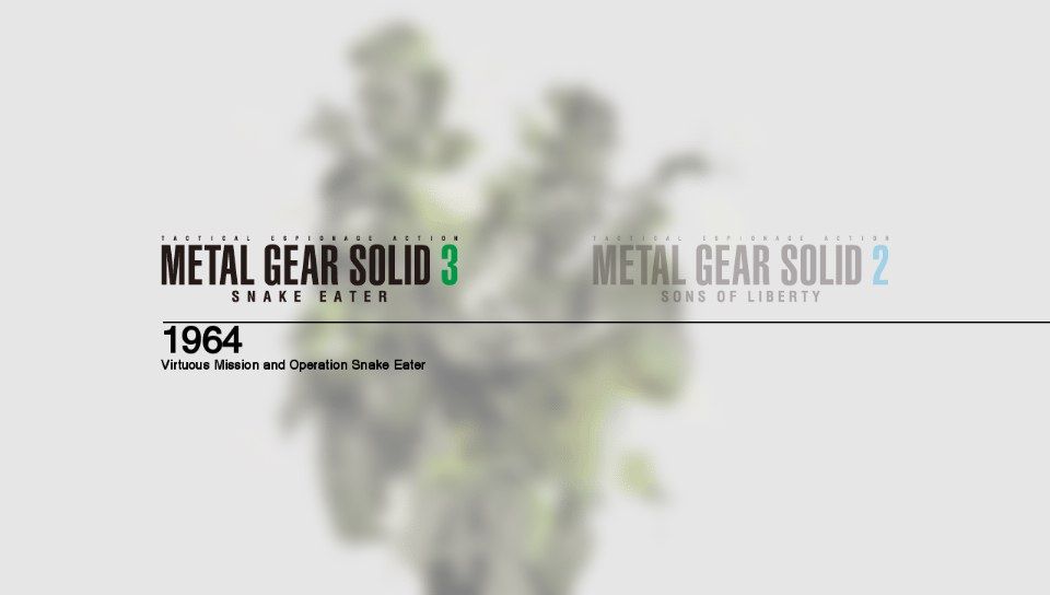 Metal Gear Solid: HD Edition (PS Vita) screenshot: Main menu (MGS3 selected).