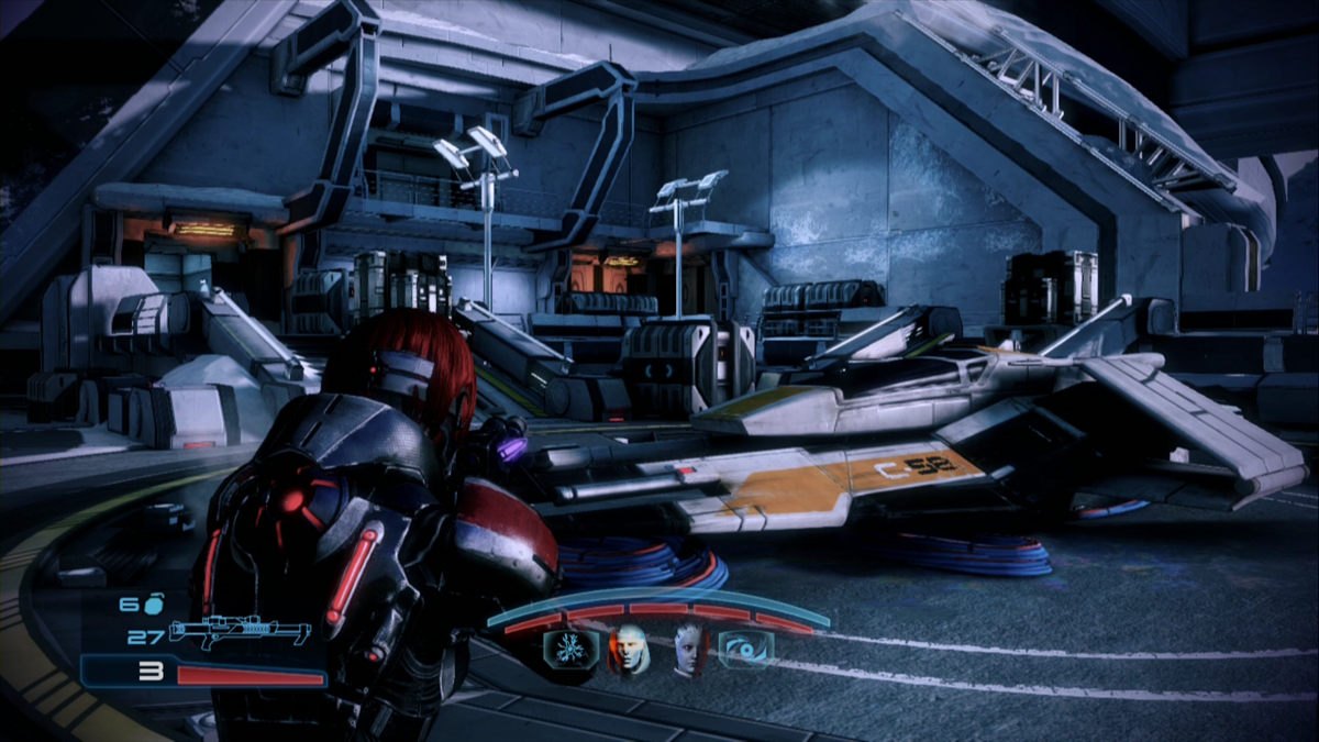 Mass Effect 3 (Xbox 360) screenshot: This Cerberus fighter base is also a multiplayer map called Firebase White.