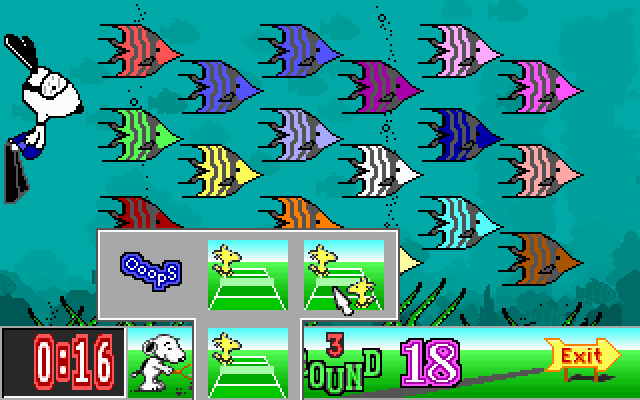 Snoopy's Game Club (DOS) screenshot: Woodstock's Look-Alikes - Select one or two players (MCGA/VGA)