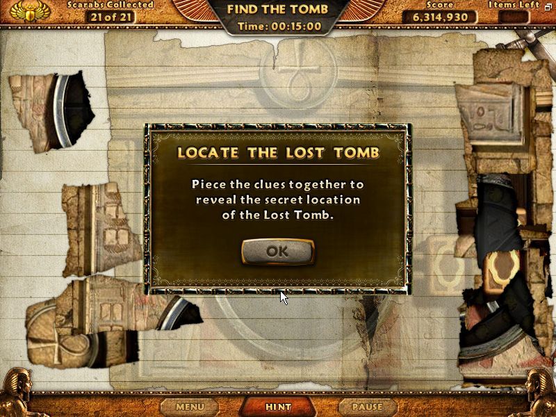 Amazing Adventures: The Lost Tomb (Windows) screenshot: There's a jigsaw to complete to find the location of the tomb