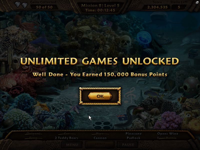 Amazing Adventures: Around the World (Windows) screenshot: The early hidden object screens contain two gems. By finding fifty of these the player unlocks the bonus odes of play.