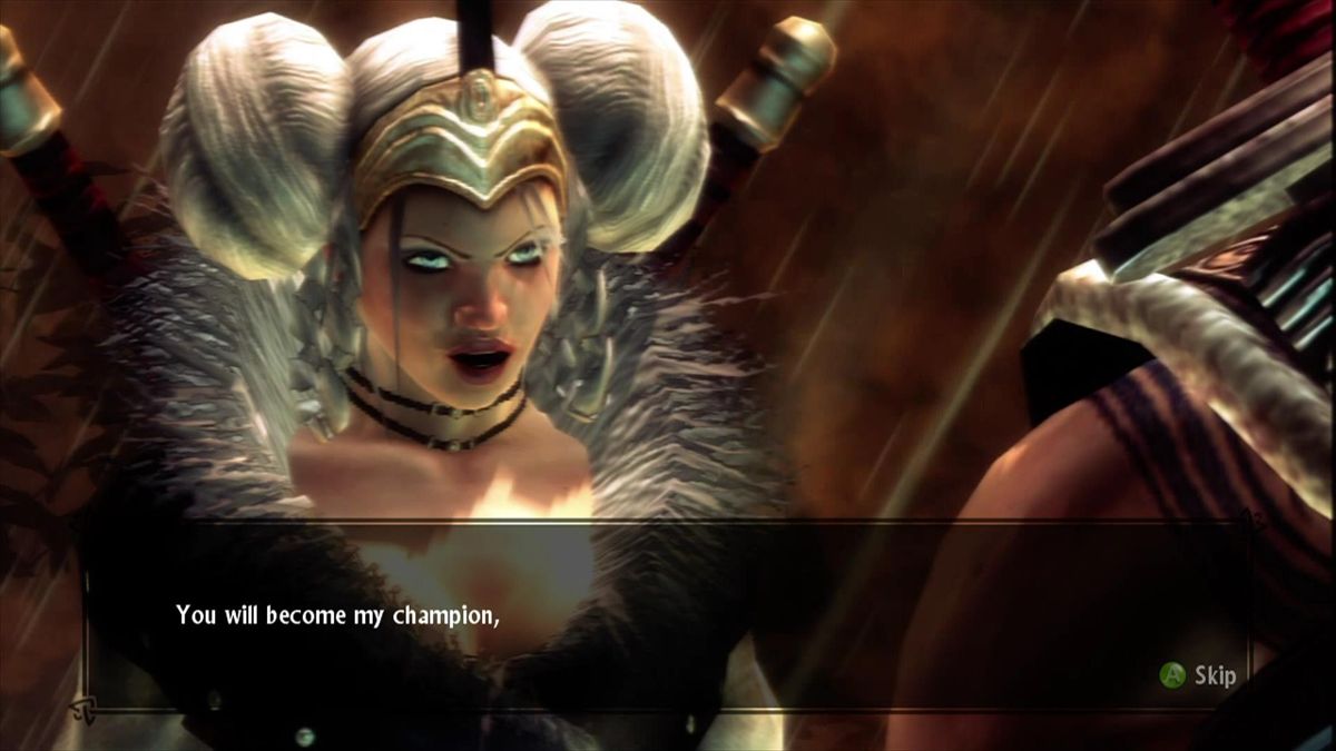 Viking: Battle for Asgard (Xbox 360) screenshot: Freya saves you from certain death to become her champion