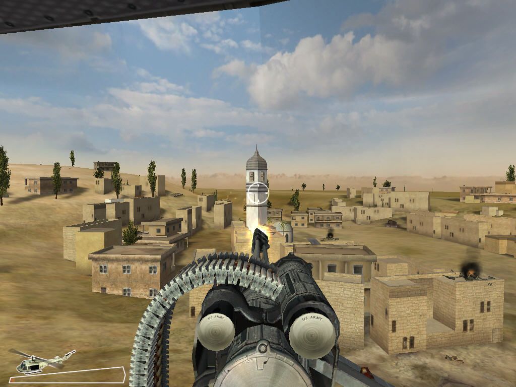 Terrorist Takedown (Windows) screenshot: Nice tower... maybe I destroy it