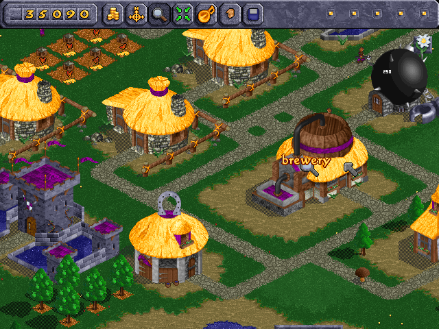 Beasts & Bumpkins (Windows) screenshot: Send your knights to the stables to get the ultimate mounted warrior. Apples are used for cider.