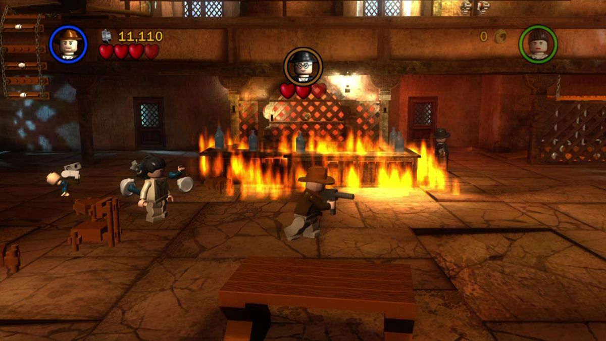 LEGO Indiana Jones: The Original Adventures (Xbox 360) screenshot: Indy can use enemy guns as well