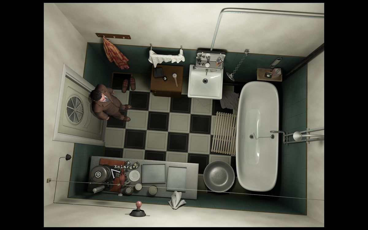 A Stroke of Fate: Operation Valkyrie (Windows) screenshot: Bathroom doubling as photo lab