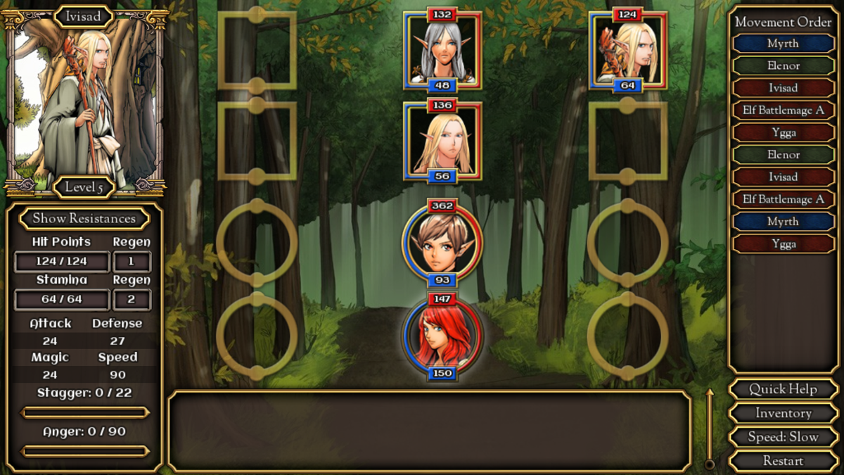 Loren: The Amazon Princess - The Castle of N'Mar (Windows) screenshot: Only two characters join battles during the personal quest.