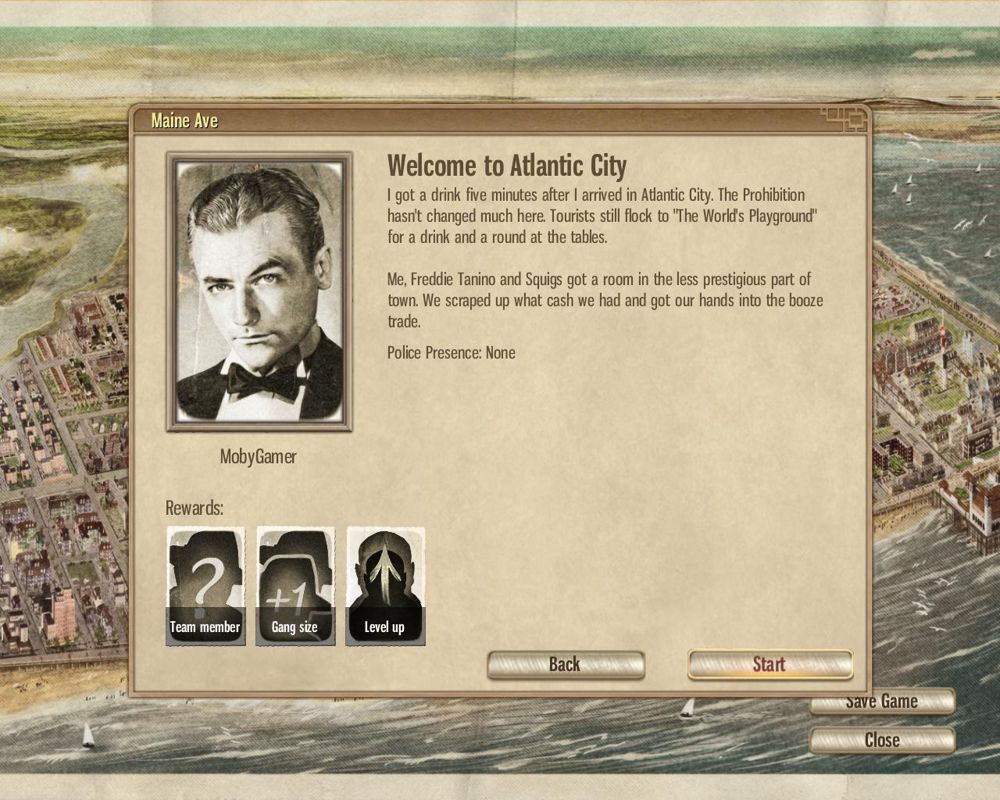 Omerta: City of Gangsters (Windows) screenshot: First mission briefing.