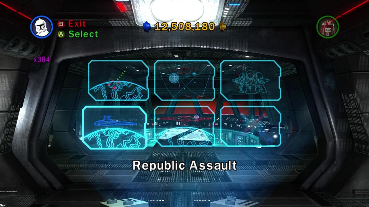 LEGO Star Wars III: The Clone Wars (Xbox 360) screenshot: Ingame menu