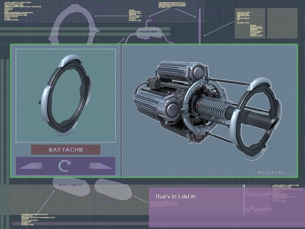 J.U.L.I.A. (Windows) screenshot: Combining the parts to make a supergun