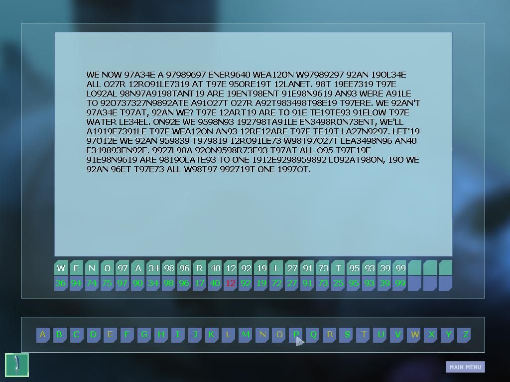 J.U.L.I.A. (Windows) screenshot: De-cyphering the message