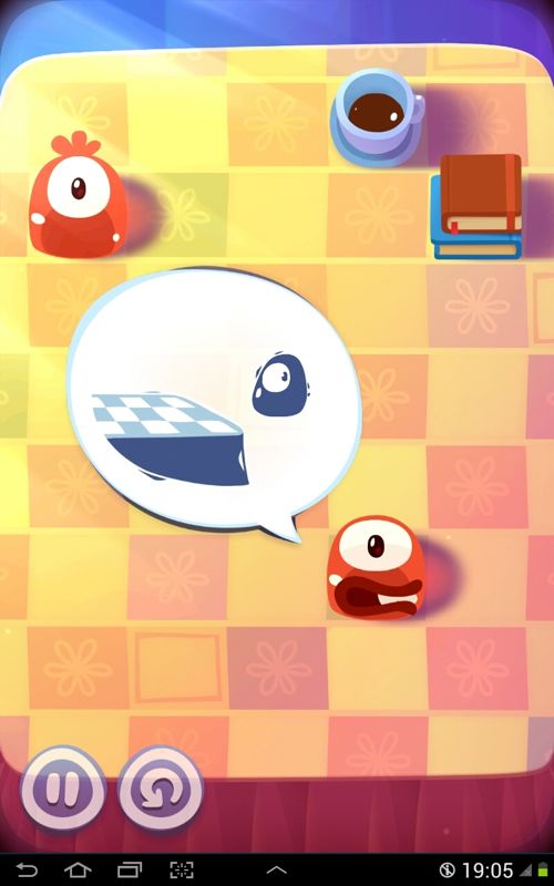 Pudding Monsters (Android) screenshot: The first rule you learn is that falling off the playfield equals defeat