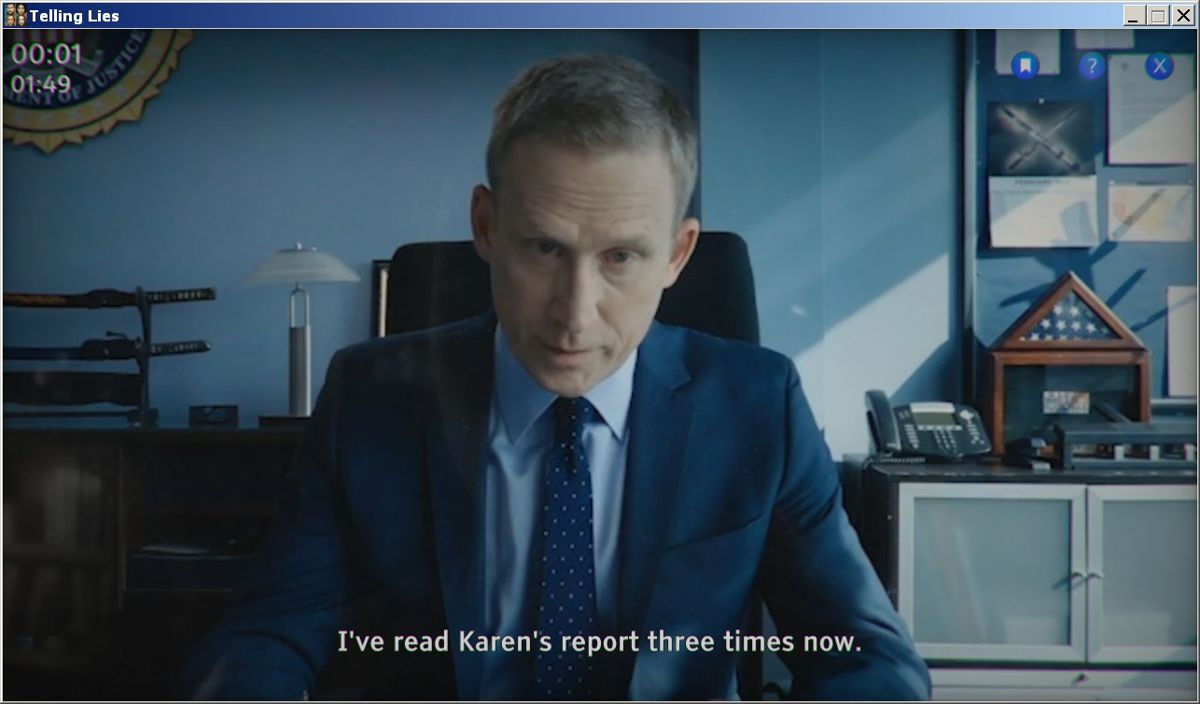 Telling L!es (Windows) screenshot: David's boss talking about Karen... the player